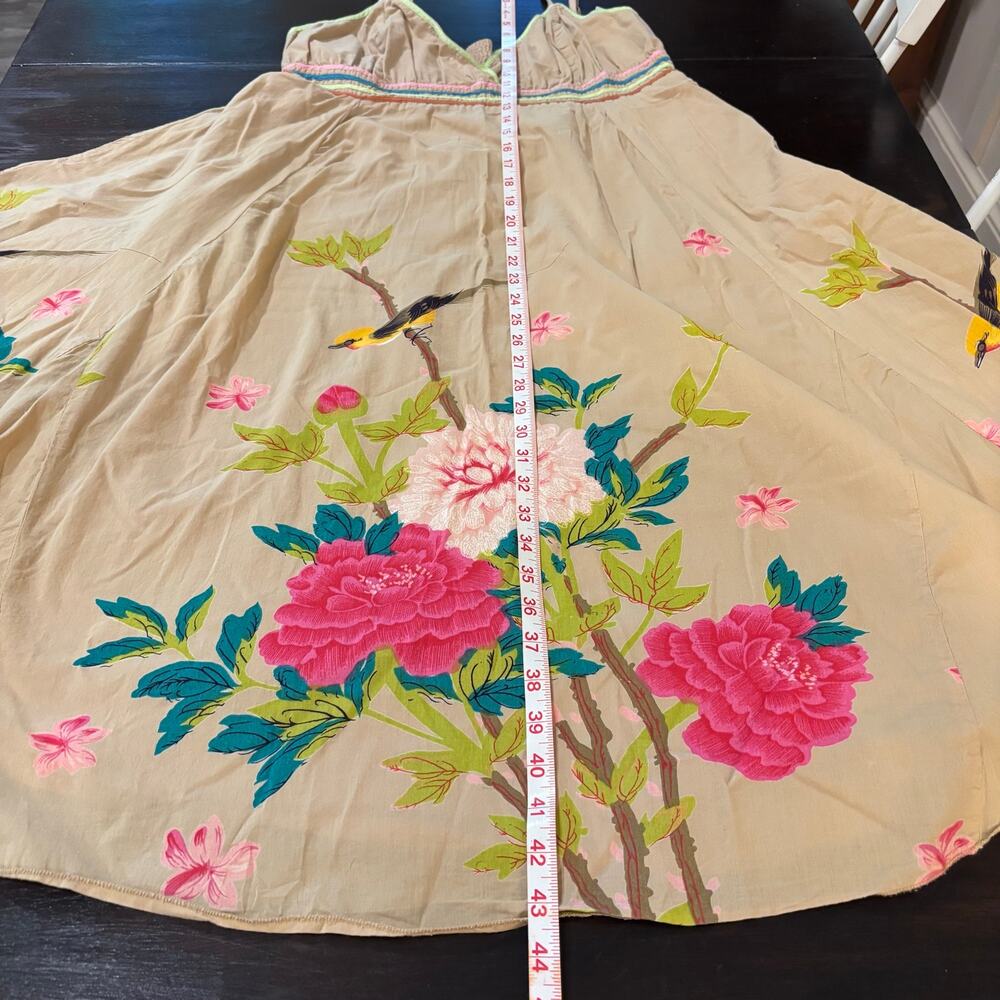 Vintage 90s Raiment Y2K Whimsical Boho Floral & Bird Midi Resort Sun Dress Sz M - Picture 5 of 10